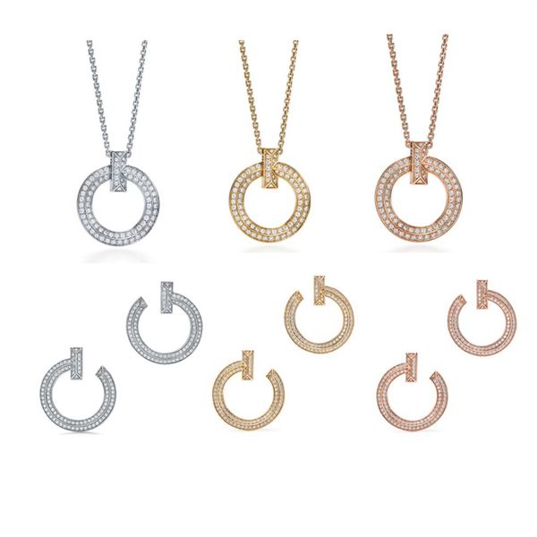 

tif new luxury t1 ring pendant necklace women's rose gold necklace earrings jewelry whole281c, Silver