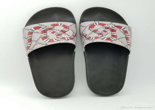 

mens womens fashion rubber slides sandals with pearl tiger snaker flower outdoor beach slippers casual flip flops3433922, Black