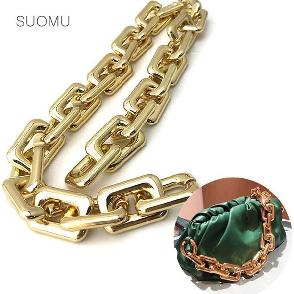 

gold bronze metal thick large big rectangle chains strap acrylic cloud bag handle belt strap accessories hardware 210294r, Black
