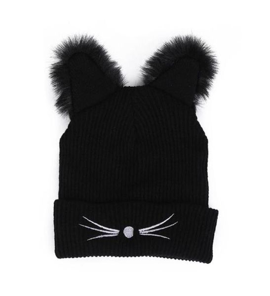 

warm winter hat fashion lovely cat ear hat for women ins harajuku knitted hats skullies female beanies bonnet faux mink9341353, Blue;gray