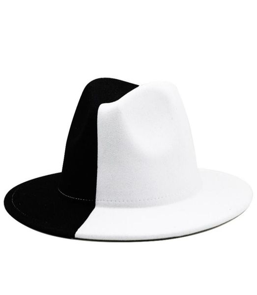 

patchwork fedora hat for women men felt hats woman fedoras man jazz hat female male two colors wide brim cap fashion autumn wi7444332, Blue;gray