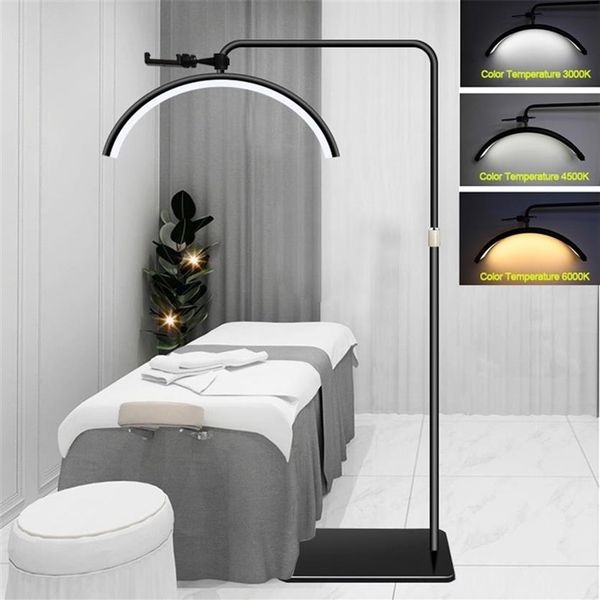 

face care devices color and brightness adjustable led floor makeup lamp for eyelash extensions moon ring shape floor lash light wi278a