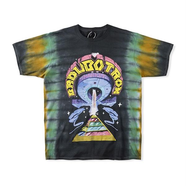 

print short-sleeved tee casual oversize tie-dye print t-shirt loose for men and women296v, Black;brown