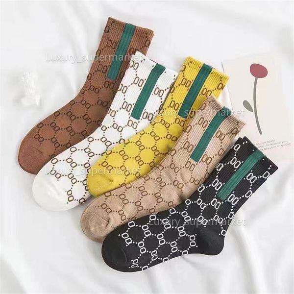 

designer mens womens socks five pair luxe sports winter mesh letter printed sock embroidery cotton man with box aaaaa3266i, Black;white