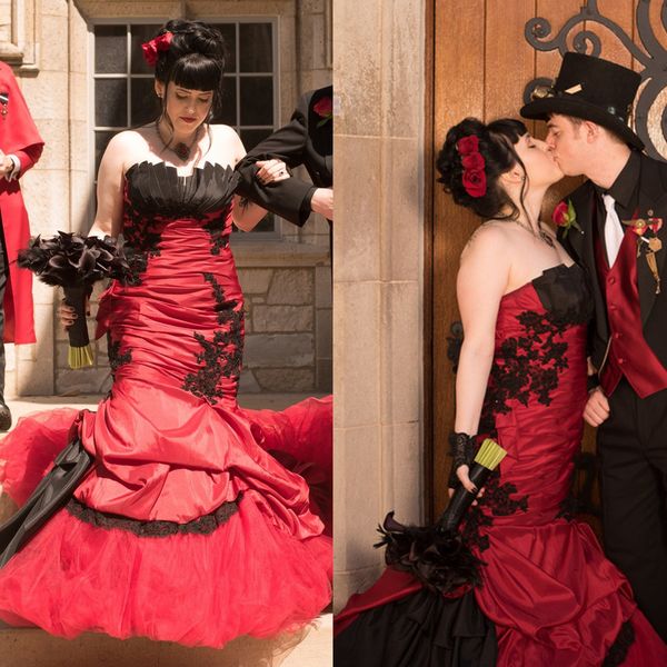 

gothic black and red wedding dress sleeveless medieval mermaid victorian halloween costume medieval renaissance bridal gowns lace-up plus si, White