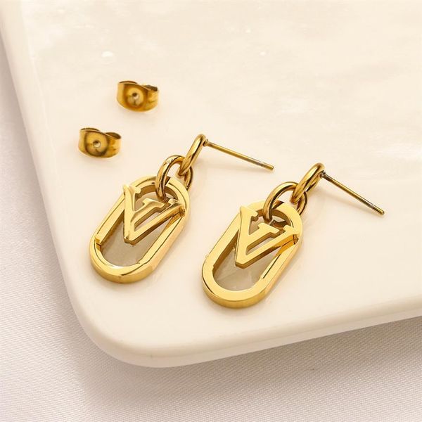 

18k gold plated stud earring luxury brand designers letter fashion women love stainless steel diamond earring wedding party jewell314a, Golden;silver