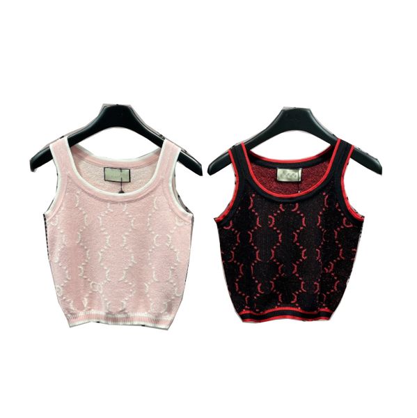 

g latest designer vests tanks knit jacquard luxury sleeveless women summer breathable charm girls tee pink red, White
