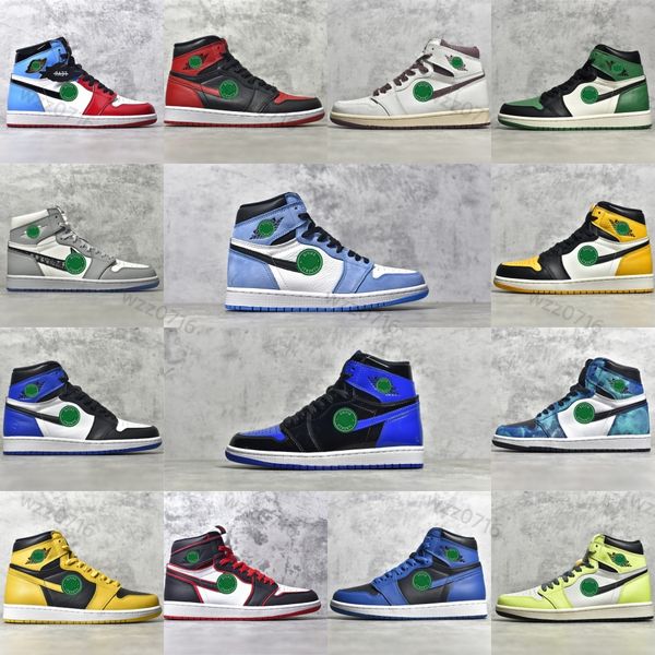 

jumpman 1 1s basketball shoes men women black white heritage bred patent university blue hype royal dark mocha shadow mens trainer sports sn