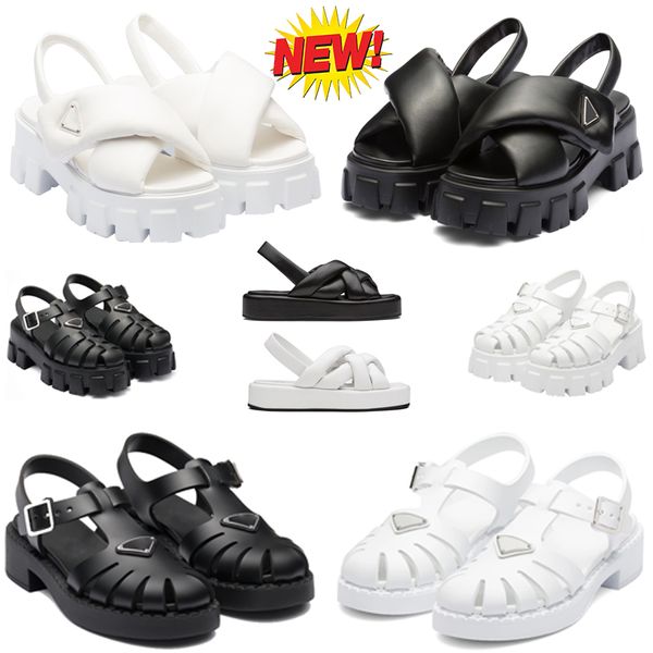 

2023 designer women sandals foam rubber sandal platform slippers summer beach loafers thick soled gear slipper triangle logo increase platfo, Black