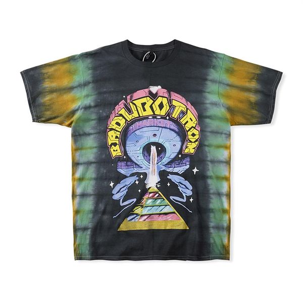 

print short-sleeved tee casual oversize tie-dye print t-shirt loose for men and women218k, Black;brown