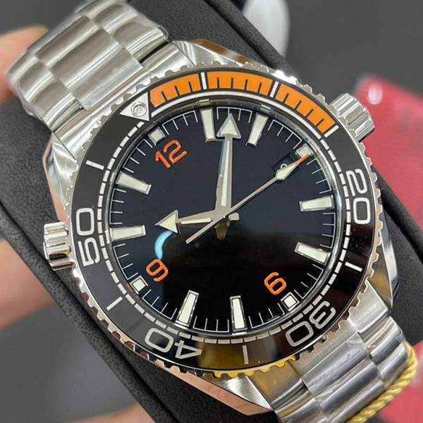 

2023 new arrivel luxury watch mens orange&black ceramic bezel watches eta automatic movement fabric strap waterproof chronograph wristwatche, Slivery;brown