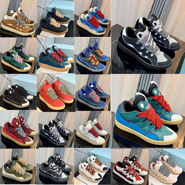 

designer lanvins mens womens luxury running shoe embossed leather curb sneakers calfskin stripe stretch cotton low rubber quality platform s