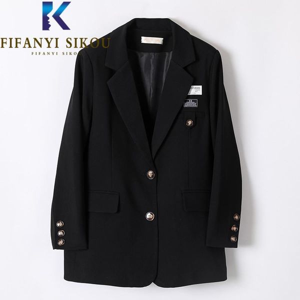 

pants single breasted black blazer jacket women 2022 spring fashion casual chic suit jacket female loose blazers coat, White
