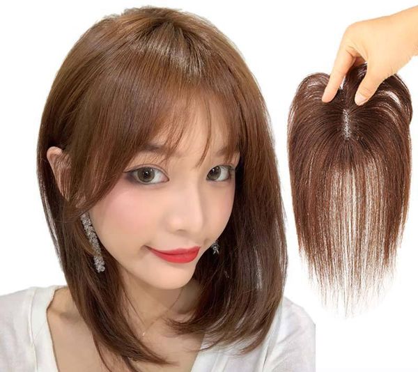 

clip in/on little piece bang human hair er cover forehead head 10", Black;brown