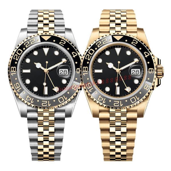 

2023 new mens sports watch designer luxury watch gmt stainless steel material sapphire glass waterproof glow watch for men automatic movemen, Slivery;brown