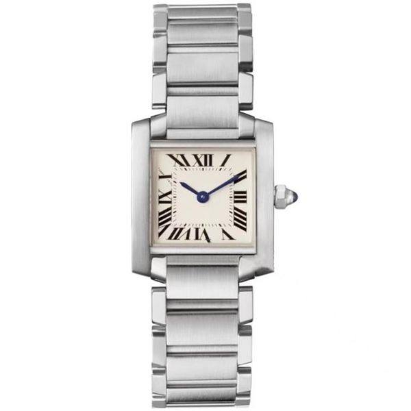 

women's fashion quartz watch 25mm square dial roman numerals scale literal waterproof sapphire glass between silver stainless247s, Slivery;brown