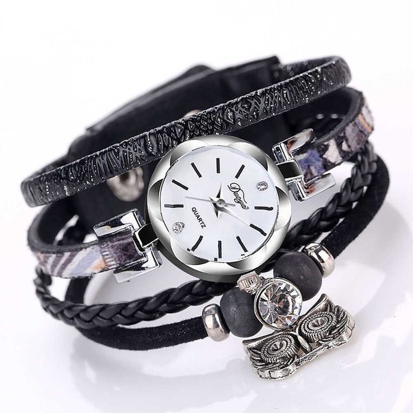 

wristwatches reloj mujer wach for women tank watch hand-woven owl pendant bracelet watch manufacturers of ladies bracelet watch vintage watc, Slivery;brown