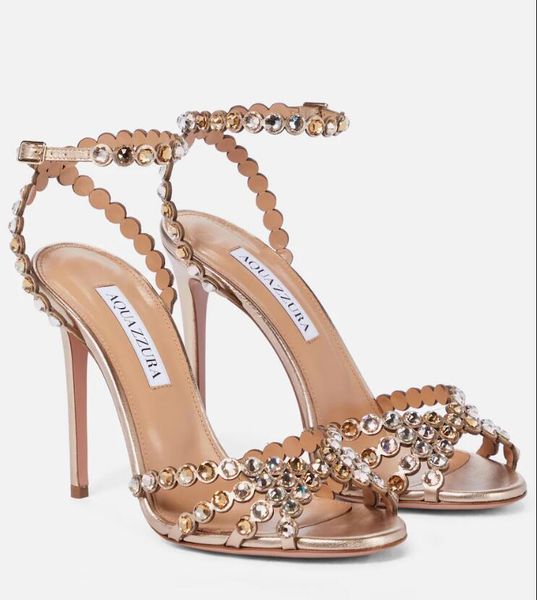 

23s/s aquazzura tequila sandal summer luxury white sandals concerto crystal shoes perfect lady high heels party wedding, Black