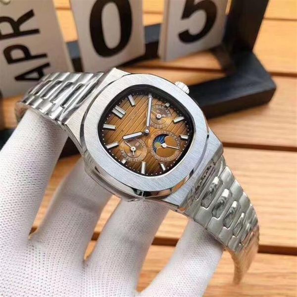 

new fashion men's watch fully automatic mechanical movement 316l stainless steel case strap diameter 40mm299k, Slivery;brown