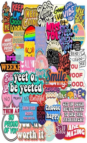

50pcs ins motivational phrases stickers motorcycle travel luggage guitar skateboard waterproof classic toy cool sticker6329372