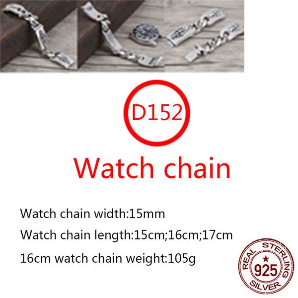 

d152 s925 sterling silver watch chain hip hop street fashion couple jewelry personalized punk style solid cross flower letter lover gift, Bronze;slivery