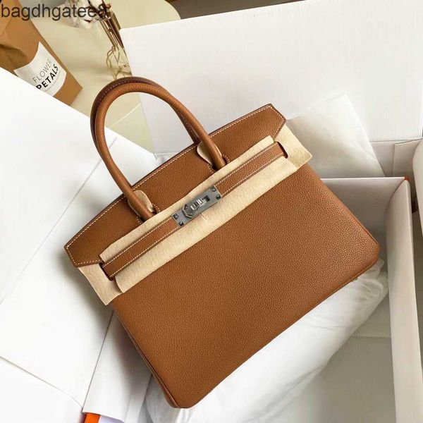 

woman thread bags hand birkin classic handmade bag 2023 togo calfskin handbag lock burkin catch women's silver hardware tote z8b1