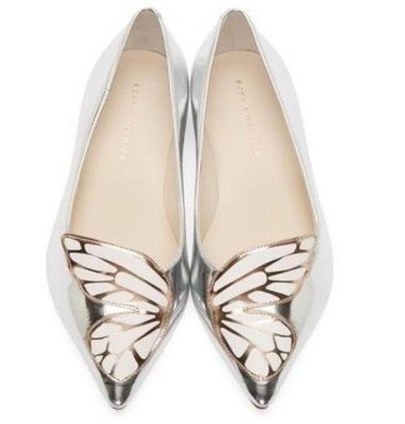 

sophia webster lady patent leatherbutterfly wings embroidery sharp flat shallow women039s single shoes size 3442silver4893809, Black