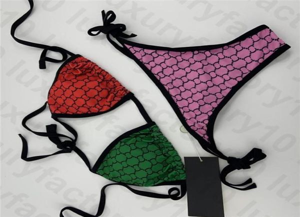 

2021 style twopiece bikini novelty contrast color women039s swimwear special stylish plaid pattern high leg thong bikin6296362