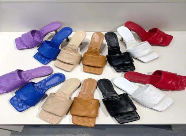 

flat slides sandals woven women slippers square mules shoes ladies wedding high heels shoes dress shoes 8 color 3407316, Black