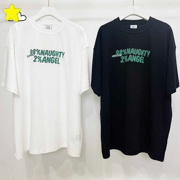 

men's t-shirts 2023 summer hip hop reverse wear vetements t shirt men women 1 1 oversized foam printing naughty angel vtm tee wi tags, White;black