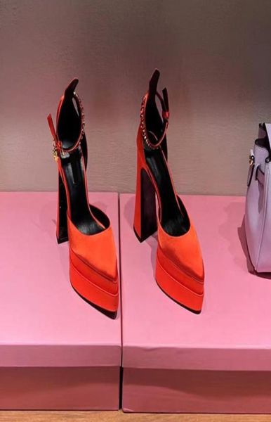 

new summer dress shoes platform wedge muller slippers pointed toe party luxury designer style sandals silk cryst5295254, Black