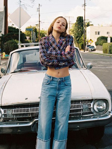 

pants 2022spring new women's allmatch vshaped lapel textured short suit jacket, White