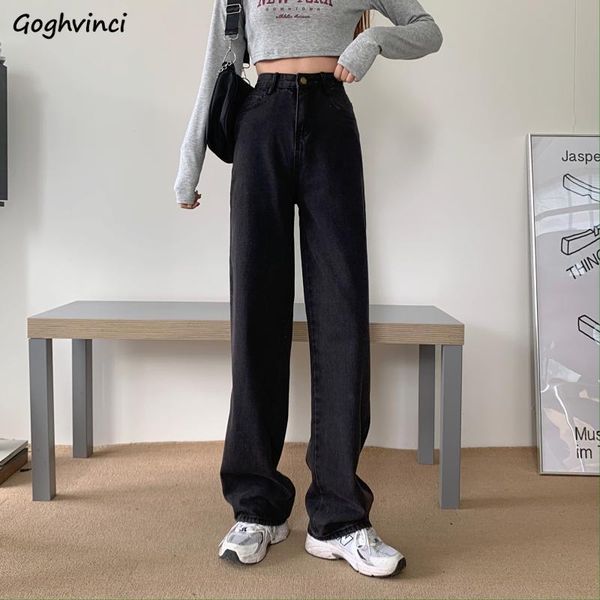 

jeans pantalones vaqueros sencillos de cintura alta para mujer ropa de calle vintage holgada estilo preppy que combina con todo color, Blue