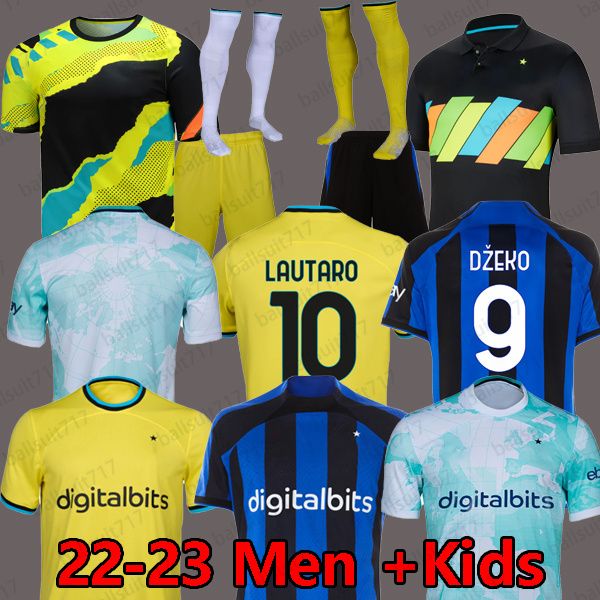 

2022 2023 s-4xl lukaku home away soccer jerseys 23 24 inter barella vidal lautaro eriksen alexis dzeko correa uniforms football shirt 2021 2, Black;yellow