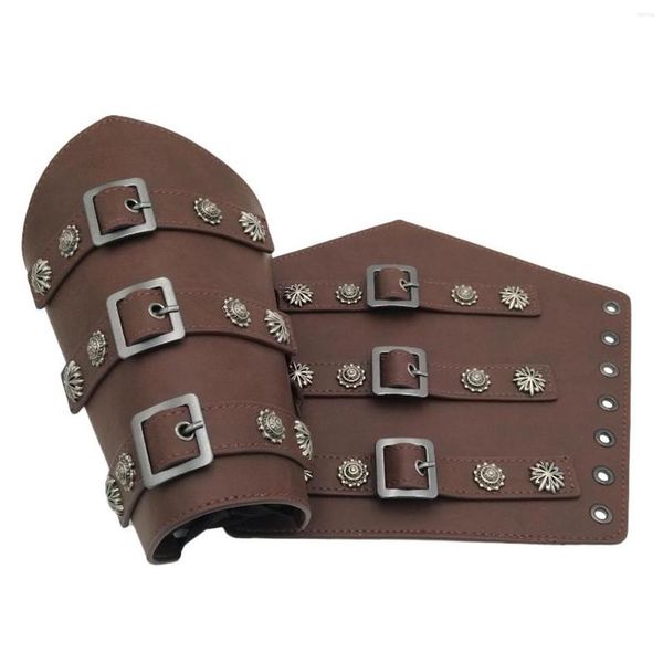 

bangle viking leather bracelet wristband nordic medieval vintage knight cosplay stage costume props176k, Black