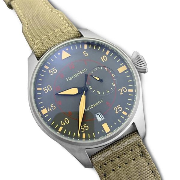

classic automatic men wrist watch mechanical green woven leather strap folding clasp stainless steel power reserve mens watches288e, Slivery;brown