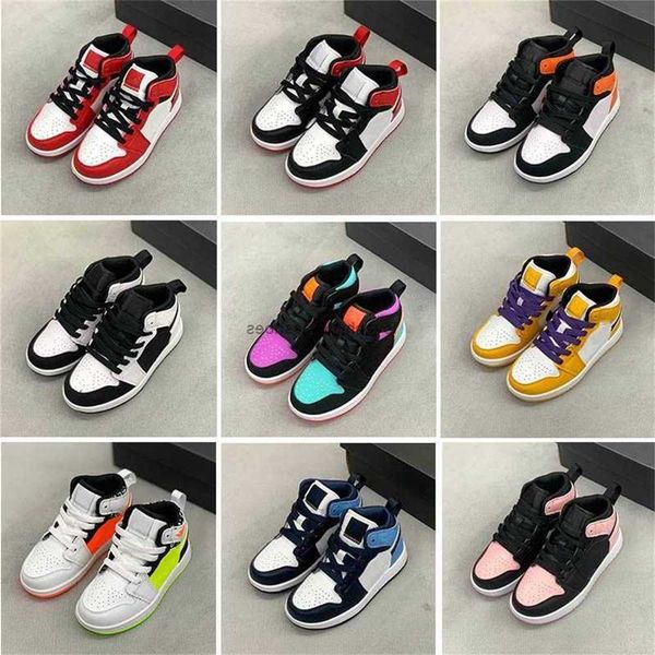 

infants 1s kids basketball shoes game royal scotts obsidian chicago bred sneakers mid multi-color tie-dye fashion children sneakers size 25-, Black