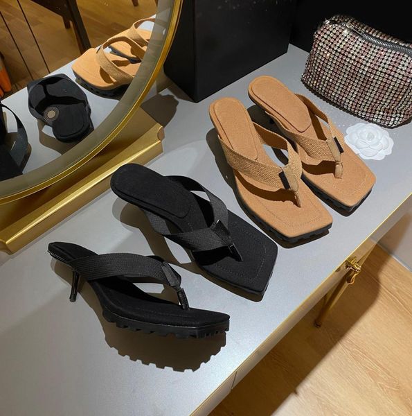 

water platform square toe slippers classic knitted fabric flip flop design modified foot full package size 34439881848, Black