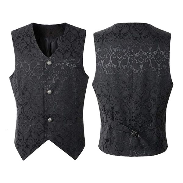 

men's vests elegant vintage tank steampunk jacquard waistcoat gothic victorian gentleman vest 230420, Black;white