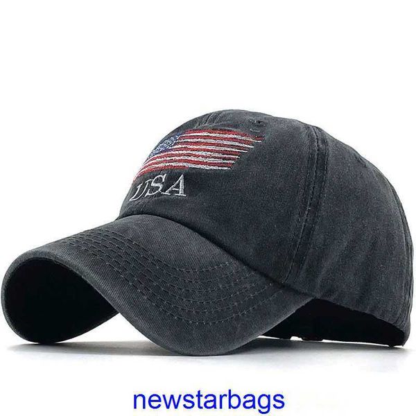 

factory outlet designer hats for sale hat washed old letter baseball cap versatile fashion men and women american flag, Blue;gray