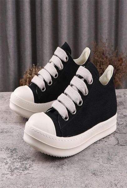

high street brand rick jumbo lace shoes ro canvas men owens sneakers casual mens 2208152318941, Black