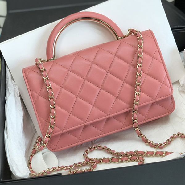 

designer chain bags luxury shoulder bags 1:1 quality lambskin mini flap bag with handle 19cm with box mc108