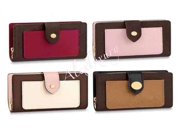 

m69432 women fashion fuchsia pink brown designer luxury julitte wallet coin purse key pouch casual card holders zippy hasp wallets1846410, Red;black