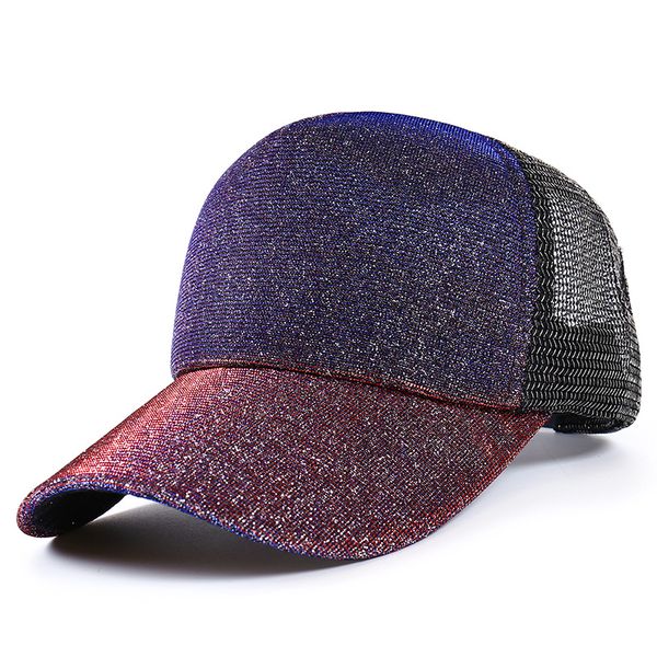 

luxury designer glitter baseball trucker cap adjustable plastic snapback mesh hats adults womens mens bling shinning summer curved hip hop s, Blue;gray