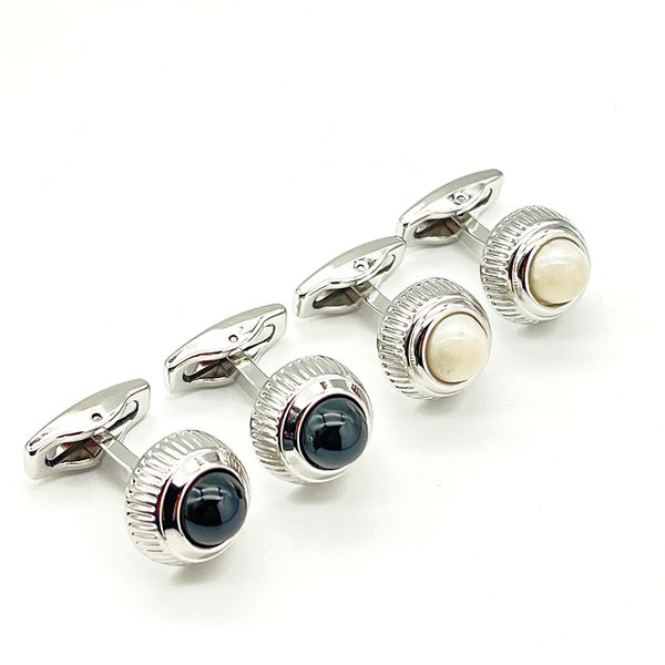 

luxury designer cuff links white black classic french cufflinks for men wedding gifts, Silver