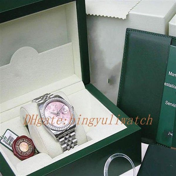 

factory s luxury 2813 men automatic movement 36mm womens wg pink flower ara date just #116244 with original box diving watch288w, Slivery;brown