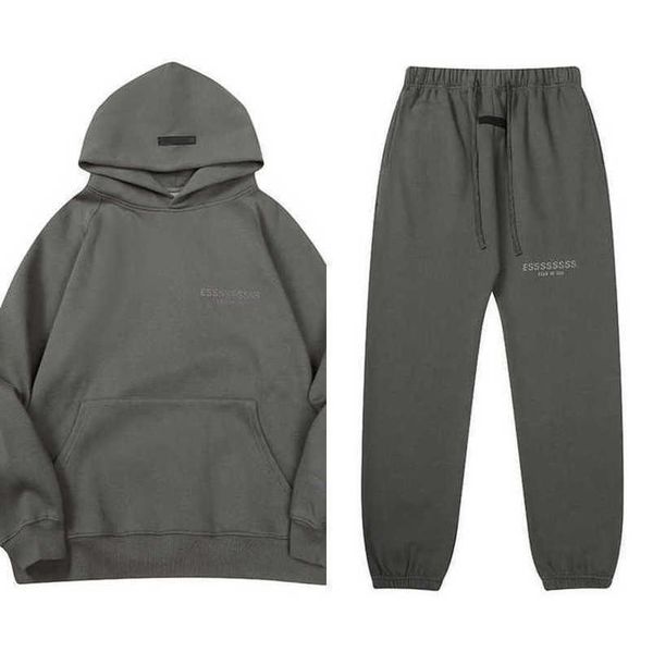 

men's classics luxury tracksuits esss ential sweatshirts letter hoodies men women sportswear hooded pant coat sweater pullover couple, Gray