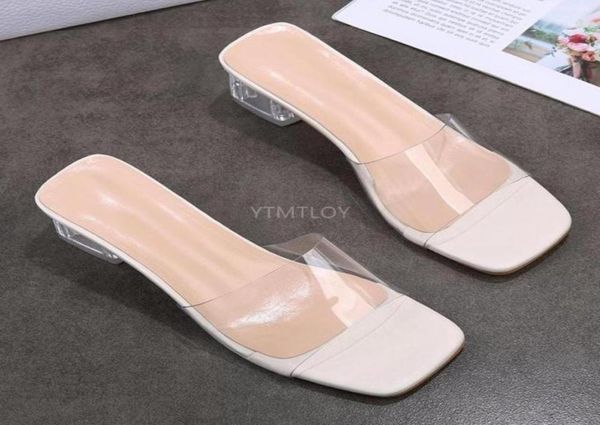 

fashion women simple style pvc clear high heels transparent zapatillas mujer casa ladies sandals beach flip flop c01282734301, Black