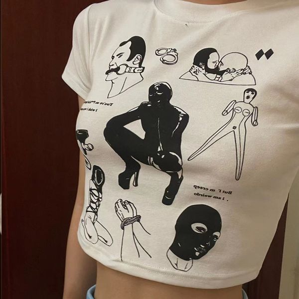 

women s t shirt sweet girl t shirt streetwear o neck women s t shirt clothes 2000s tank tee harajuku print vintage 90s slim crop casual 230, White