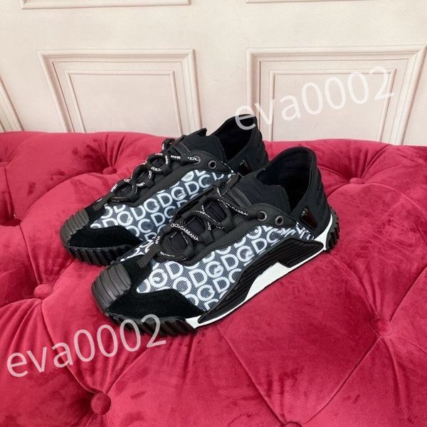 

new luxury designer calfskin casual shoes reflective sneakers vintage leather trainers fashion platform leisure shoes lace-up tsneaker, Black